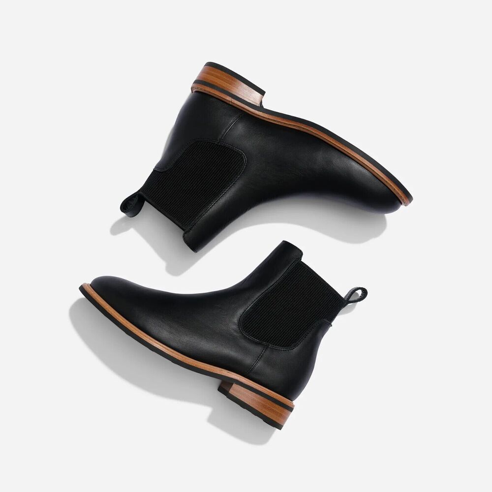 Nisolo Women's‎ Carmen Leather Chelsea Boots Black NIB $250